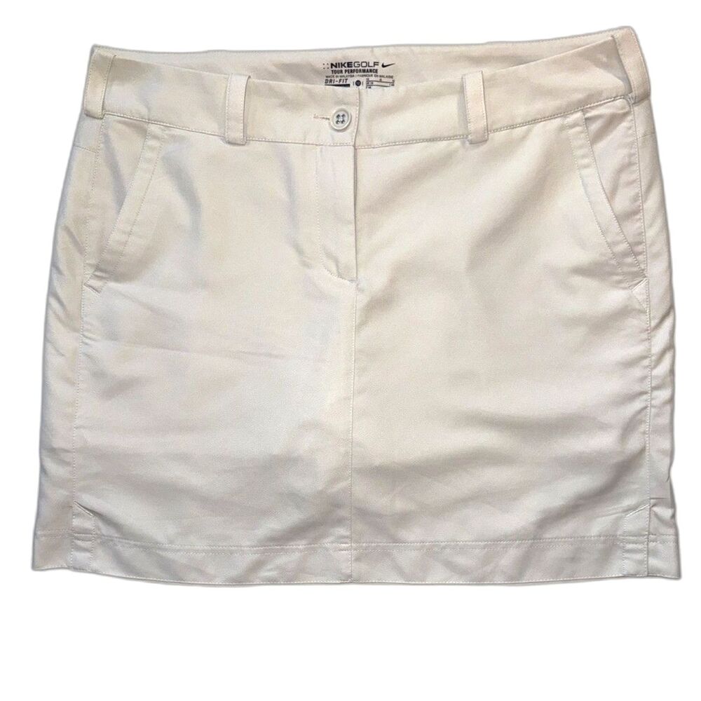 Nike Golf Tour Performance Skort Size 12 Cream Dri-Fit Tennis Skirt Country Club
